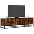 Kép 1/10 - Füstös tölgy színű szerelt fa és fém TV-szekrény 150x35x41 cm