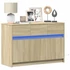 Kép 1/11 - Sonoma tölgy színű szerelt fa LED-es TV-szekrény 91x34x61 cm