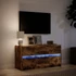Kép 5/11 - Füstös tölgy színű szerelt fa LED-es TV-szekrény 100x34x50 cm