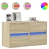 Kép 2/11 - 2 db sonoma tölgy színű fali TV-szekrény LED-del 41x31x45 cm