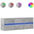 Kép 2/11 - Betonszürke falra szerelhető TV-szekrény LED-del 130x31x45 cm
