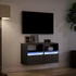 Kép 5/11 - 2 db fekete fali TV-szekrény LED-világítással 41x31x45 cm