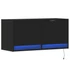 Kép 3/11 - Fekete fali TV-szekrény LED-világítással 80x31x35 cm