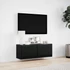 Kép 4/11 - Fekete fali TV-szekrény LED-világítással 100x31x35 cm