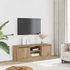Kép 3/10 - Kézműves tölgy színű szerelt fa TV-szekrény 102x30x36 cm