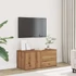 Kép 3/11 - Kézműves tölgy színű szerelt fa TV-szekrény 80x34x35,5 cm