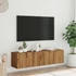 Kép 3/10 - Kézműves tölgy színű szerelt fa fali TV-szekrény 120x30x30 cm