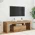 Kép 1/11 - Kézműves tölgy szerelt fa TV-szekrény LED-ekkel 120x36,5x40 cm