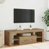 Kép 4/11 - Kézműves tölgy szerelt fa TV-szekrény LED-ekkel 120x36,5x40 cm