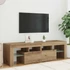 Kép 4/11 - Kézműves tölgy szerelt fa TV-szekrény LED-ekkel 140x36,5x40 cm