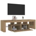 Kép 5/11 - Kézműves tölgy szerelt fa TV-szekrény LED-ekkel 140x36,5x40 cm
