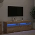 Kép 1/11 - Kézműves tölgy szerelt fa TV-szekrény LED-ekkel 120x35x40 cm