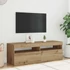 Kép 4/11 - Kézműves tölgy szerelt fa TV-szekrény LED-ekkel 120x35x40 cm