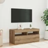 Kép 4/11 - Kézműves tölgy szerelt fa TV-szekrény LED-ekkel 90x35x40 cm
