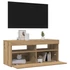 Kép 5/11 - Kézműves tölgy szerelt fa TV-szekrény LED-ekkel 90x35x40 cm