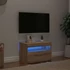 Kép 1/11 - Kézműves tölgy szerelt fa TV-szekrény LED-ekkel 60x35x40 cm