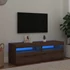 Kép 1/11 - 2 db kézműves tölgy színű szerelt fa TV-szekrény LED-lámpákkal