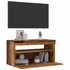 Kép 5/11 - Antik fa színű szerelt fa TV-szekrény LED-ekkel 75x35x40 cm