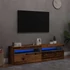 Kép 1/11 - 2 db antik fa színű szerelt fa TV-szekrény LED-lámpákkal