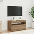 Kép 3/11 - Kézműves tölgy szerelt fa TV-szekrény LED-ekkel 75x35x40 cm