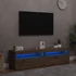 Kép 1/11 - 2 db kézműves tölgy színű szerelt fa TV-szekrény LED-lámpákkal