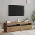 Kép 3/11 - 2 db kézműves tölgy színű szerelt fa TV-szekrény LED-lámpákkal