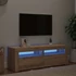 Kép 1/11 - Kézműves tölgy szerelt fa TV-szekrény LED-ekkel 120x35x40 cm