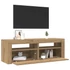 Kép 5/11 - Kézműves tölgy szerelt fa TV-szekrény LED-ekkel 120x35x40 cm