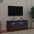 Kép 1/11 - Kézműves tölgy szerelt fa TV-szekrény LED-ekkel 90x35x40 cm