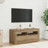 Kép 4/11 - Kézműves tölgy szerelt fa TV-szekrény LED-ekkel 90x35x40 cm