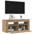 Kép 5/11 - Kézműves tölgy szerelt fa TV-szekrény LED-ekkel 90x35x40 cm