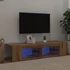 Kép 1/11 - Kézműves tölgy szerelt fa TV-szekrény LED-ekkel 135x39x30 cm