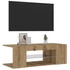Kép 4/11 - Kézműves tölgy szerelt fa TV-szekrény LED-ekkel 90x39x30 cm