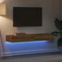 Kép 4/11 - 2 db kézműves tölgyszínű TV-szekrény LED-lámpákkal 60x35x15,5cm