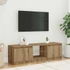 Kép 3/11 - Kézműves tölgy szerelt fa TV-szekrény LED-ekkel 120x30x36 cm
