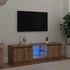 Kép 1/11 - Kézműves tölgy szerelt fa TV-szekrény LED-ekkel 140x40x35,5 cm