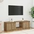 Kép 3/11 - Kézműves tölgy szerelt fa TV-szekrény LED-ekkel 140x40x35,5 cm
