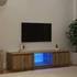 Kép 3/11 - Kézműves tölgy szerelt fa TV-szekrény LED-ekkel 140x40x36 cm