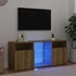 Kép 1/11 - Kézműves tölgy szerelt fa TV-szekrény LED-ekkel 120x30x50 cm