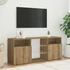 Kép 4/11 - Kézműves tölgy szerelt fa TV-szekrény LED-ekkel 120x30x50 cm