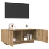 Kép 3/11 - Kézműves tölgy színű szerelt fa TV-szekrény 100 x 35 x 40 cm