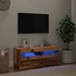 Kép 5/11 - Antik fa színű szerelt fa TV-szekrény LED-ekkel 100x35x40 cm