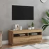 Kép 1/11 - Kézműves tölgy szerelt fa TV-szekrény LED-ekkel 100x35x40 cm