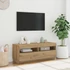 Kép 4/11 - Kézműves tölgy szerelt fa TV-szekrény LED-ekkel 100x35x40 cm