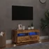 Kép 4/11 - Antik fa színű szerelt fa TV-szekrény LED-ekkel 80x35x40 cm