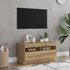 Kép 3/11 - Kézműves tölgyszínű szerelt fa TV-szekrény LED-ekkel 80x35x40cm