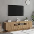 Kép 4/11 - Kézműves tölgy szerelt fa TV-szekrény LED-ekkel 160x35x40 cm