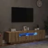 Kép 5/11 - Kézműves tölgy szerelt fa TV-szekrény LED-ekkel 160x35x40 cm