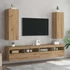 Kép 3/11 - 2 db kézműves tölgy színű szerelt fa TV-szekrény 30,5x30x90 cm