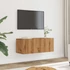 Kép 1/10 - 2 db kézműves tölgy falra szerelhető TV-szekrény 80x30x30 cm
